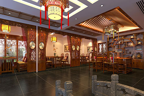 钢城优雅恬淡中式茶叶店装修设计效果图